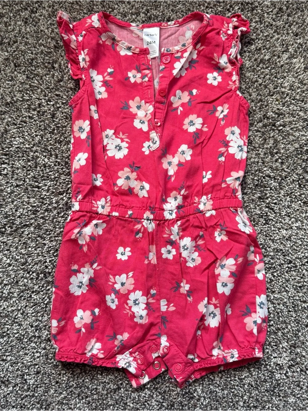 Carter's Bright Pink Floral Bubble Romper